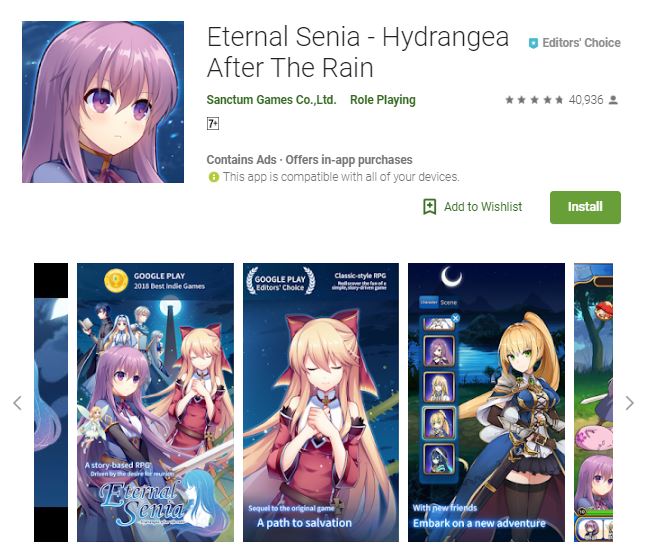 An image of a screenshot from the game Eternal Senia - Hydrangea After The Rain, photo of anime girls, one of the editors choice games