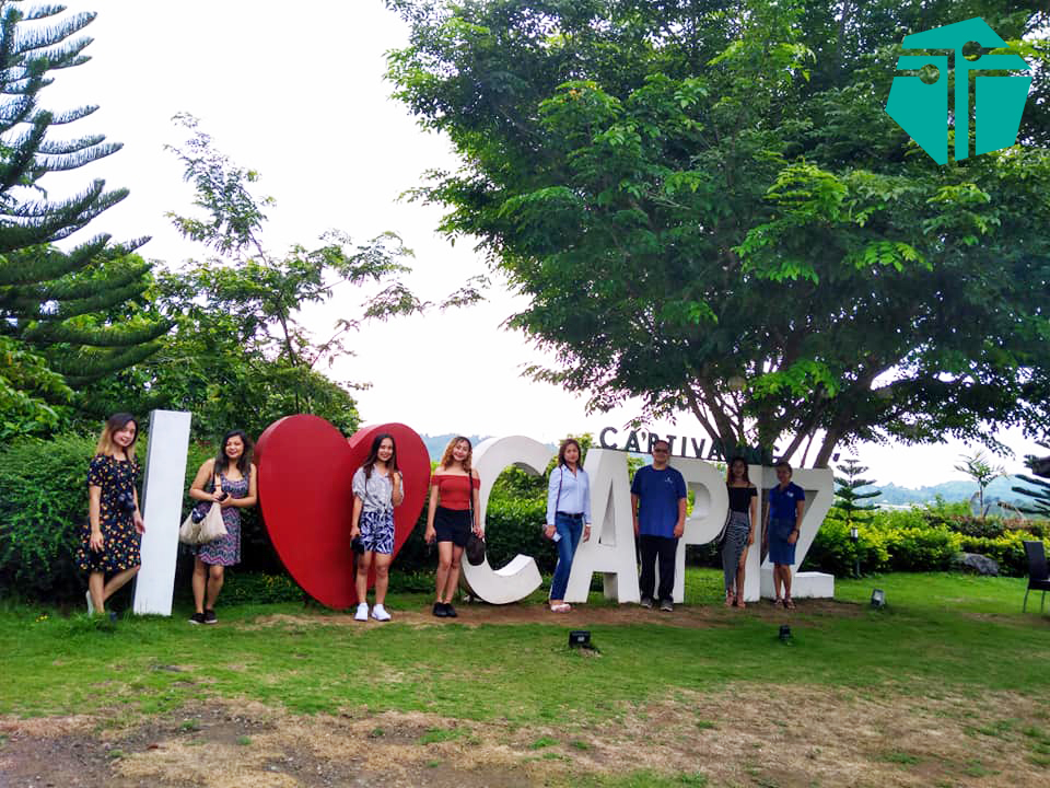 A photo of our team with the Captivating I Heart Capiz mark. This was taken during our Capture Capiz and Iloilo Tour.