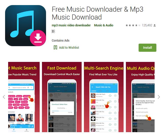 A screenshot photo of the mobile app Free Music Downloader & Mp3 Music Downloader