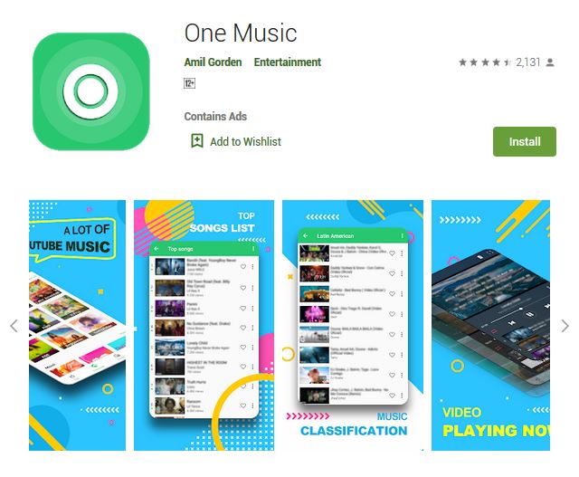 A screenshot photo of the mobile app One Music