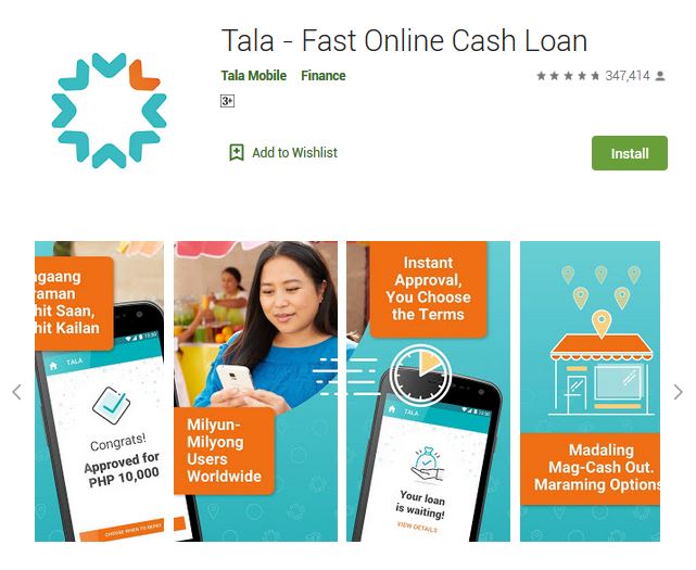A screenshot photo of the mobile app Tala