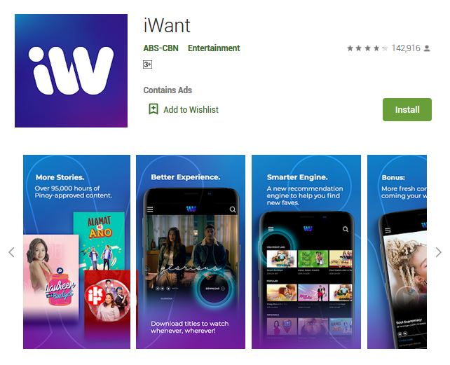 A screenshot photo of the mobile app iWant, one of the 50 Top Free Apps In Google Play