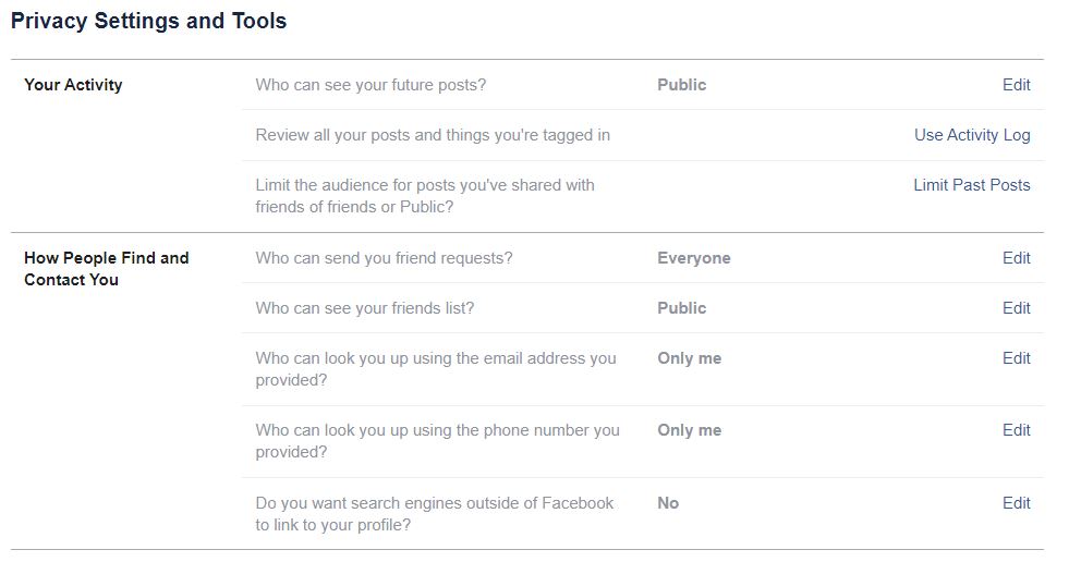 A screenshot of the "Privacy Settings ad Tools" page from Classic Facebook. This photo is for the "How to Hide Friends in Facebook" blog in TechToGraphy.
