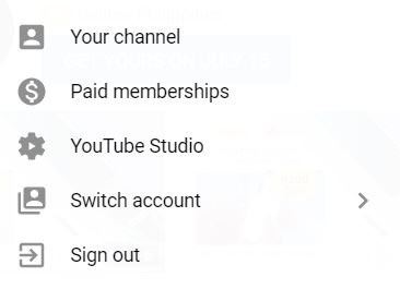 A screenshot from YouTube that shows five different icons. This photo is for the "How to Upload Videos on YouTube?" blog post of TechToGraphy.