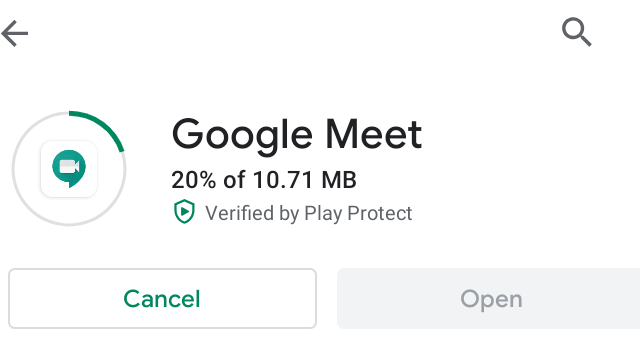 A screenshot of the Google Meet app being installed for the "How to Use Google Meet on Your Computer, Phone, or Tablet" blog post in the TechToGraphy website.
