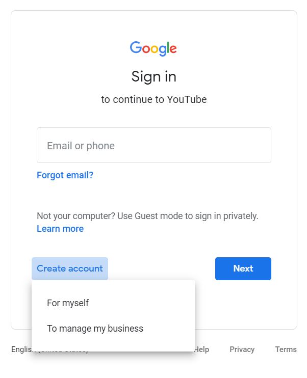 A screenshot from the Google Sign In page taken for the "How to YouTube: An Extensive Guide for Starters" blog post in TechToGraphy. The photo has the word "Sign In" in spotlight.