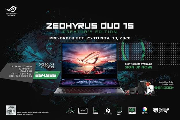 NOW AVAILABLE: ROG ZEPHYRUS DUO 15 CREATOR’S EDITION – 10 UNITS ONLY, NATIONWIDE