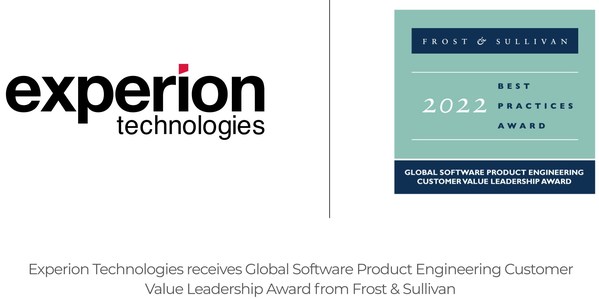 Experion Technologies awarded Frost & Sullivan’s 2022 Global Customer Value Leadership Award in the software product engineering industry